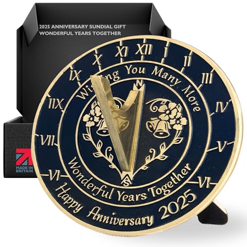 Anniversary Sundial Gift for Any Wedding Anniversary in 2025 - Wonderful Years - Recycled Metal Home Decor Or Garden Present Idea - Handmade in UK for Him, Her Parents Or Couples Celebration
