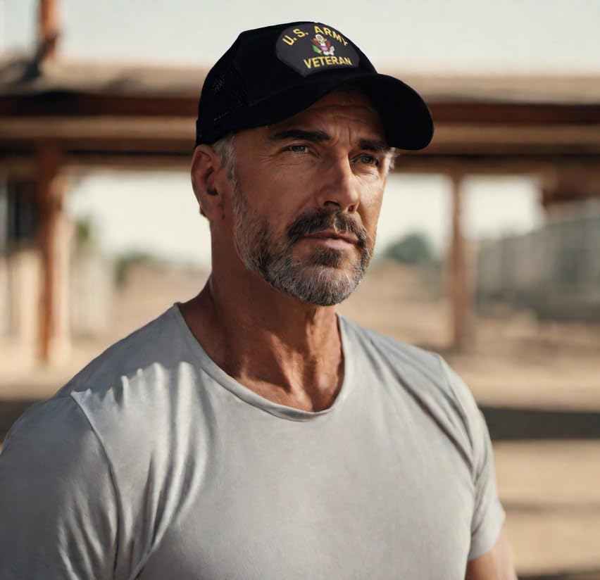 ALLNTRENDS Trucker Hat US Army Veteran Military Mesh Baseball Cap (Black)