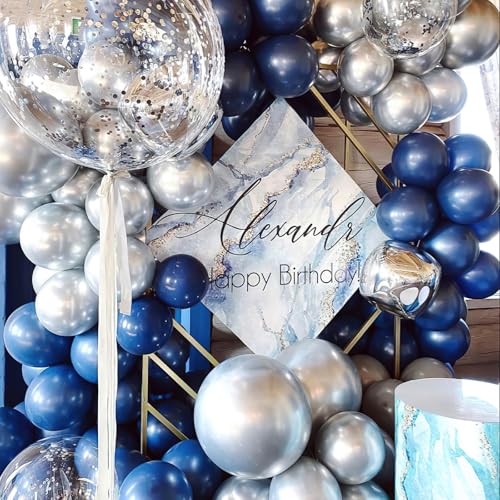 Image of PartyWoo Navy Blue Balloons 130pcs Different Sizes of 18 12 10 5 Inch Dark Blue Balloon Arch Kit Garland for Graduation Wedding Sports Baby Shower Birthday Bachelorette Party Decorations Blue-Z90