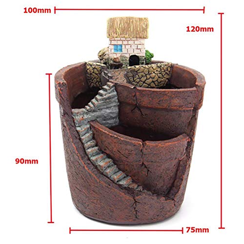 TiSkying Creative Succulent Plants Pot, Fairy Garden Resin Flower Pots Sweet House DIY Garden Decoration, Brown, 13*10*10cm - Image 2