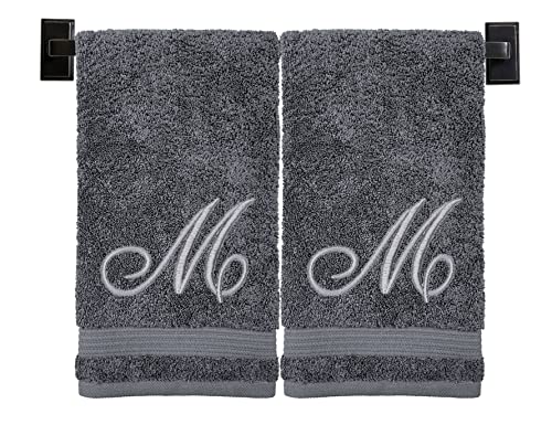 Custom Luxury Towels Grey Hand Towels for Bathroom - Monogrammed