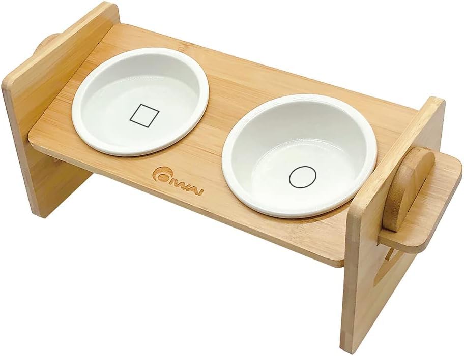 Gamelle pour chat et chien surélevée et plat en céramique réglable pour petit chien de 36 x 14,2 cm