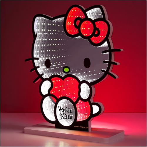 Get Trend Hello Kitty Sanrio Lampe LED 3D, Miroir Infini Kawaii à Brancher en USB, Décoration Chambre et Maison, Veilleuse Anime, Cadeau pour Elle (Multi...