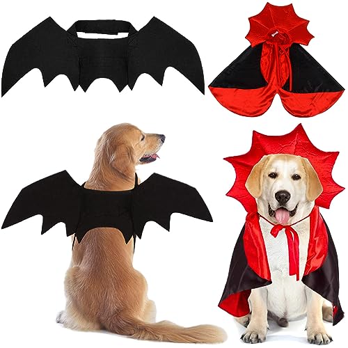 Disfraz para Perro 2 Pack Alas de Murciélago y Capa Vampiro