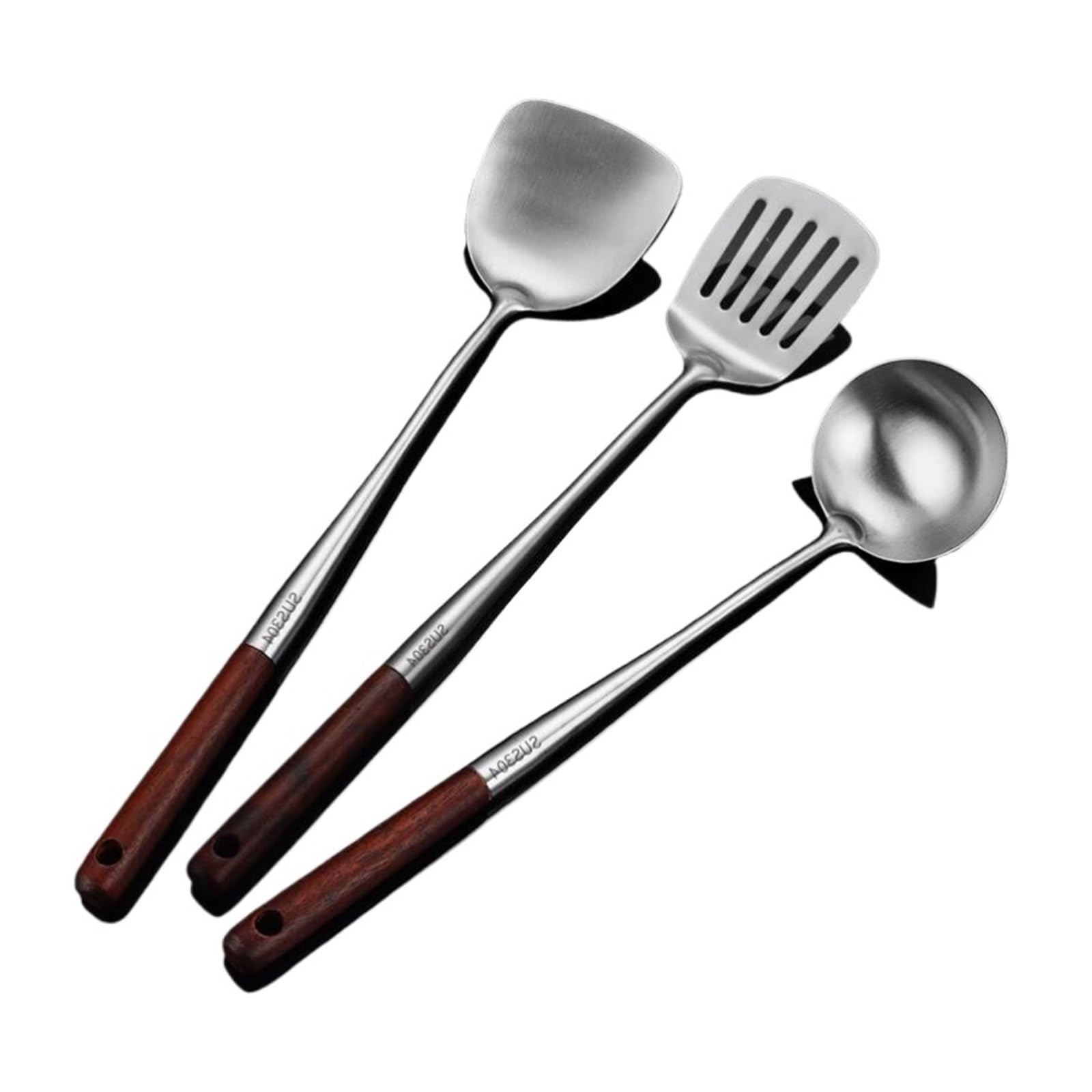 MYUYEE Kitchen Cookware Cooking Utensils 3 Pieces Sets 304 Stainless Steel Cooking Spoons Spatulas