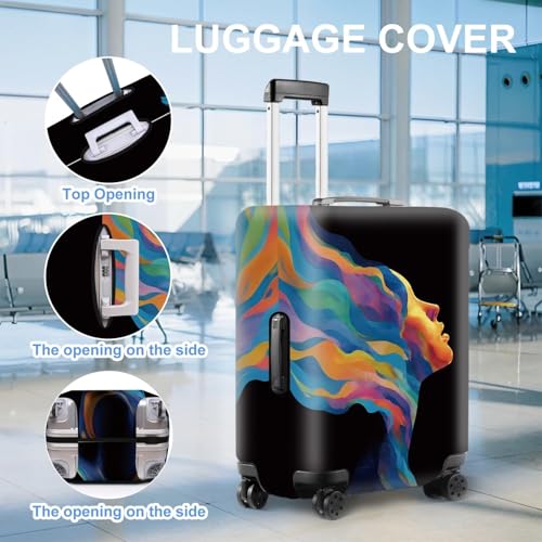 Image of Colorful Abstract Art Luggage Cover - Vibrant Woman Face Design Suitcase Protector - Fits 24 to 26 Inch Travel Luggage,M
