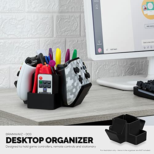 Image of BRAINWAVZ Dual Game Controller, TV Remote Control & Stationary Storage Desktop Organizer Holder, Universal Design for Xbox ONE PS5 PS4 PC Gamepads, Reduce Clutter (D03)