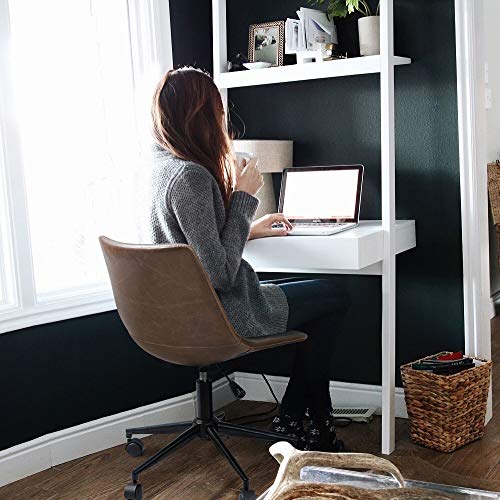 Furmax Mid Back Task Chair Pu Leather Adjustable Swivel Office Chair Bucket Seat Armless Computer Chair Modern Low Back Desk Conference Chair (Brown) #TOP4