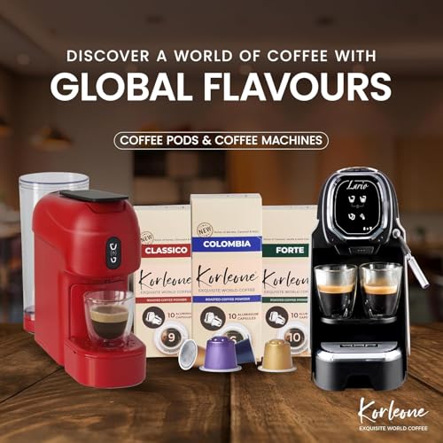 Image of KORLEONE Colombia & Classico Aluminium Nespresso Compatible Coffee Pods 40 Capsules (Pack of 4) Intensity 6 /9 Medium to Dark Roast Level,1.2 Kg