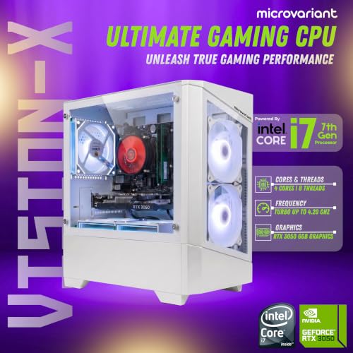 Image of Vision-X Gaming PC | Core I7 7th Gen | RTX 3050-6GB GPU | 16GB RAM | 512GB NVMe SSD | 5G WiFi+BT Dongle | Windows 11 Pro | USB 3.0 /HDMI /VGA Port | White