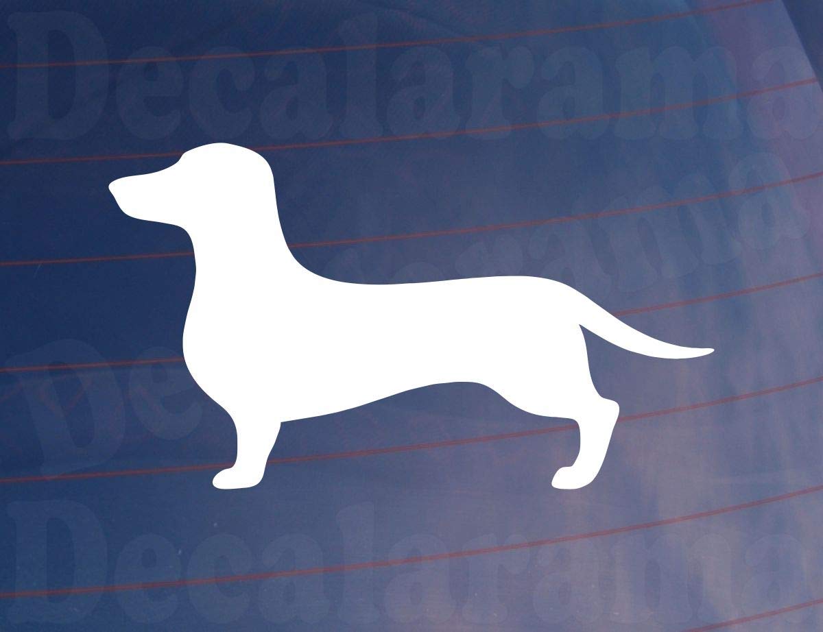 Decalarama White 2X Car Sticker Dachshund Dog Silhouette Novelty Van Window Bumper Home House Decal