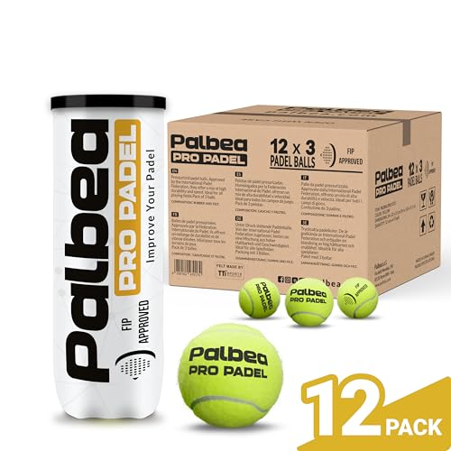 Image of Palbea PRO Padel Balls. 6 /12 /24 Tubes of 3 Padel Tennis Balls FIP Approved | Paddle Balls made of HV Felt for Training and Tournament. Suitable for Any Surface or Sites.