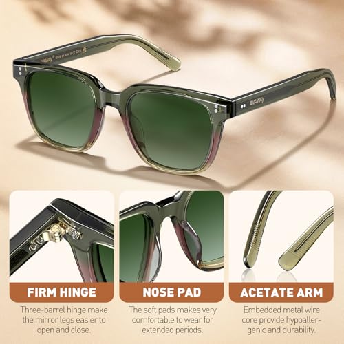 Image of AVAWAY Polarized Sunglasses for Men UV Protection, Square Acetate Frame Outdoor Driving Sun Glasses