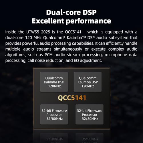 Image of FiiO UTWS5 2025 True Wireless Bluetooth Earbuds Hook & Headphone Amp for IEMs, AK4332 DAC, Hi-Res 96kHz /24bit LDAC -MMCX /0.78 2pins Connector, 10-Band PEQ, 20H Battery Life (MMCX) | Dual AK4332 Dacs, QCC5141 Bluetooth 5.2, Ldac and Aptx Adaptive, 8h per Charge, IPX4, 10-Band Peq