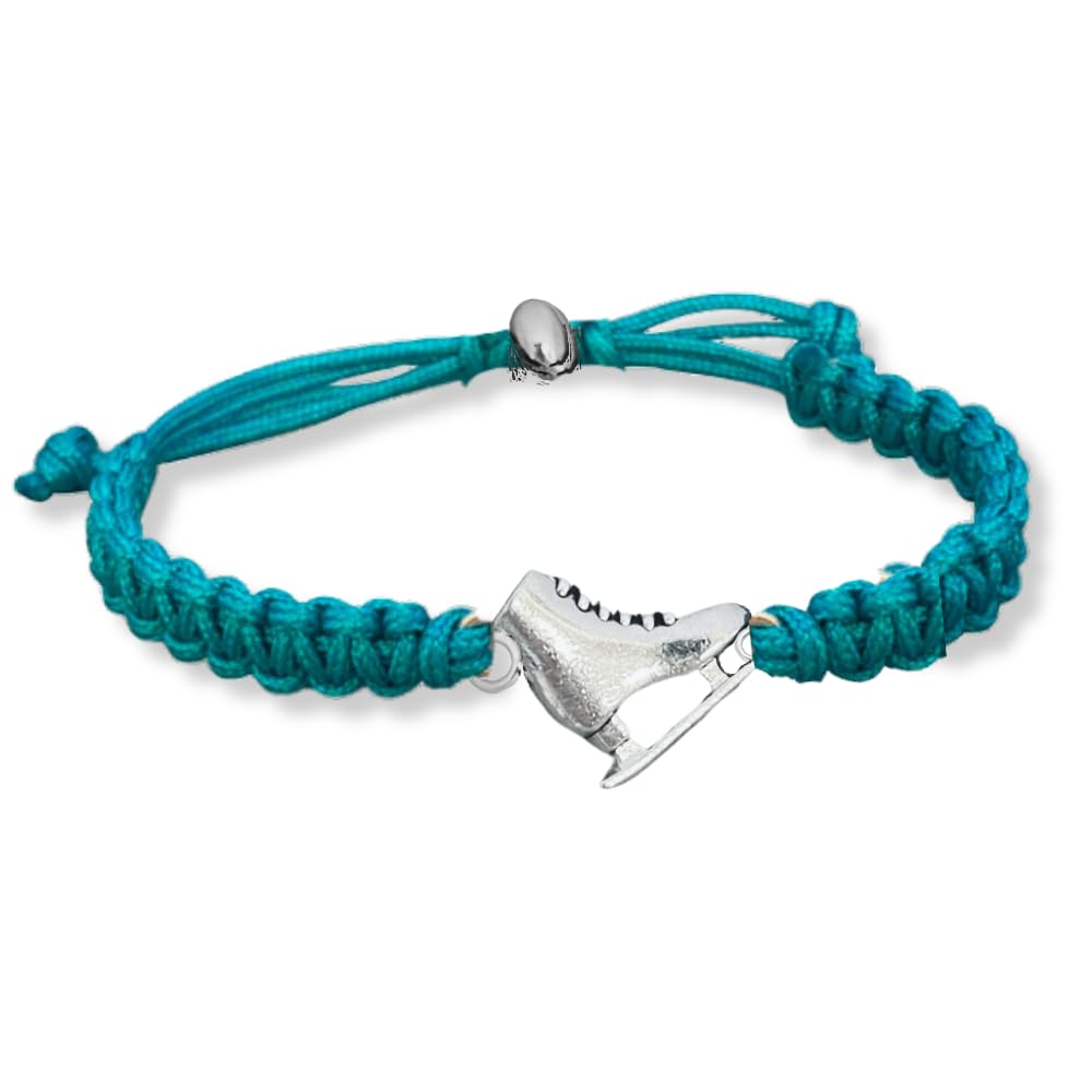 Infinity Collection Figure Skating Charm Bracelet, Ice Skating Jewelry, Adjustable Skate Bracelet, Figure Skater Gift, Ice Skating Gifts, Ice Skating Accessories(Turquoise)