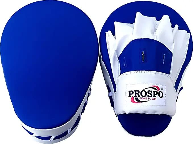 Image of Prospo Curved Focus Pads /Punching Mitts for Boxing /MMA /Muay Thai /Kickboxing /Karate /TAEKWANDO (Blue-White)