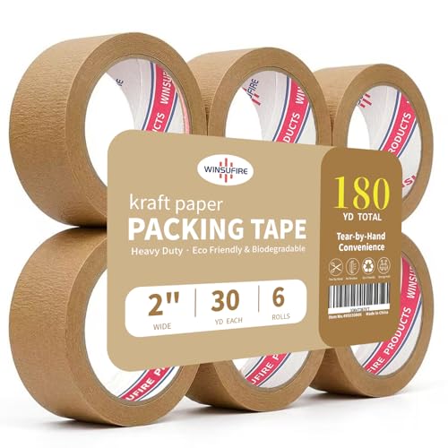 Eco-Friendly Brown Kraft Packing Tape (6 Rolls)