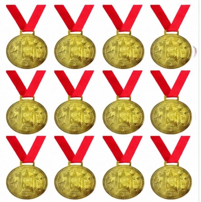 1st Winner Gold Medals Pack of 12 with Ribbons | Premium Metal First Prize Award Medals | Sports Competition, School Events, Marathon, Tournament & Prize Distribution (1)-picture-10