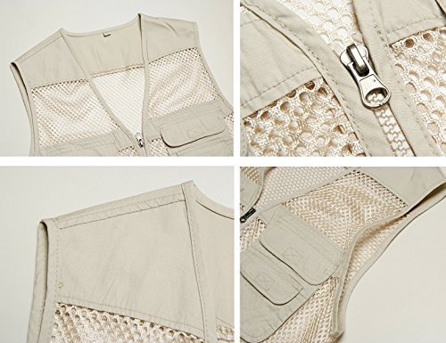 Flygo Men's Summer Mesh Fishing Vest Photography Work Multi-Pockets Outdoors Journalist's Vest Sleeveless Jacket3