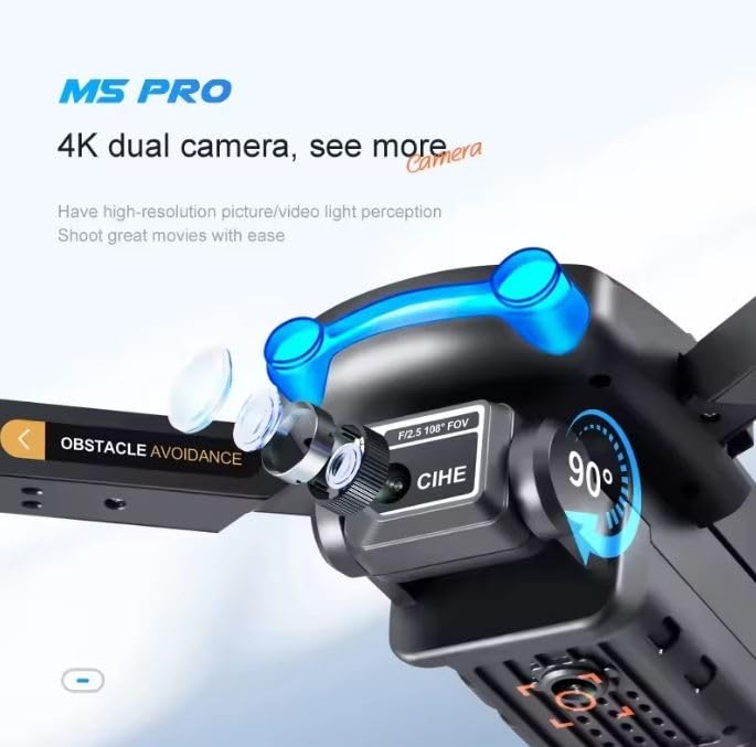 Image of WEADFAX-Drone-with-4K-Camera-WiFi-FPV-1080P-HD-Dual-Foldable-RC-Drone-Altitude-Hold-Headless-Mode-Visual-Positioning-Auto-Return-App-Control-Quad-Copter (W12-Pro)