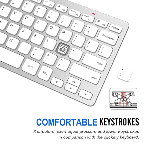 Arteck 2.4G Wireless Keyboard Ultra Slim and Compact Keyboard with Media Hotkeys for Computer Desktop PC Laptop Surface Smart TV and Windows 11/10/8/7, Silver - Image 4
