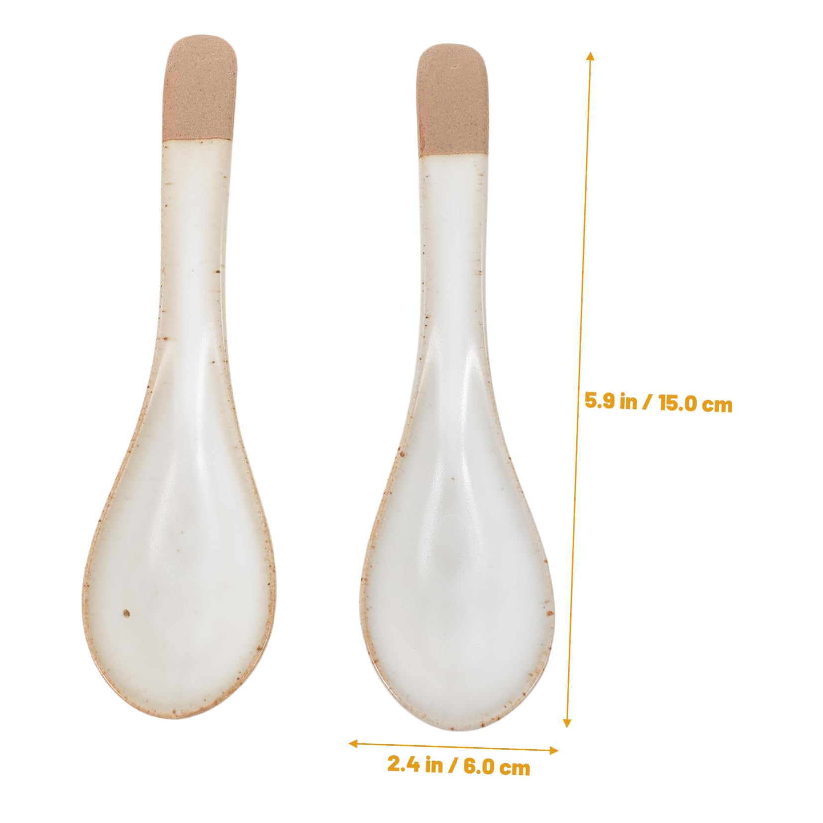 COLLBATH 2 Pcs Ceramic Spoon Salad Serving Utensils Dumping Spoon Japanese Ramen Noodles Tableware Korean Soup Spoon Ice Cream Spoons Oriental Ramen Noodles Asian Spoons Hook Soup Ceramics