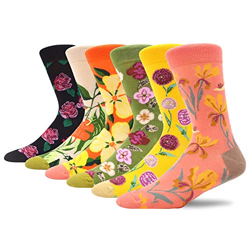 Makabo 14.99 Women'S Combed Cotton Sock Colorful Funny Novelty Casual Flowers Series Rose Flower Dandelion Pattern Crew Socks Spring Outdoor Park Walking Gift Packs cover