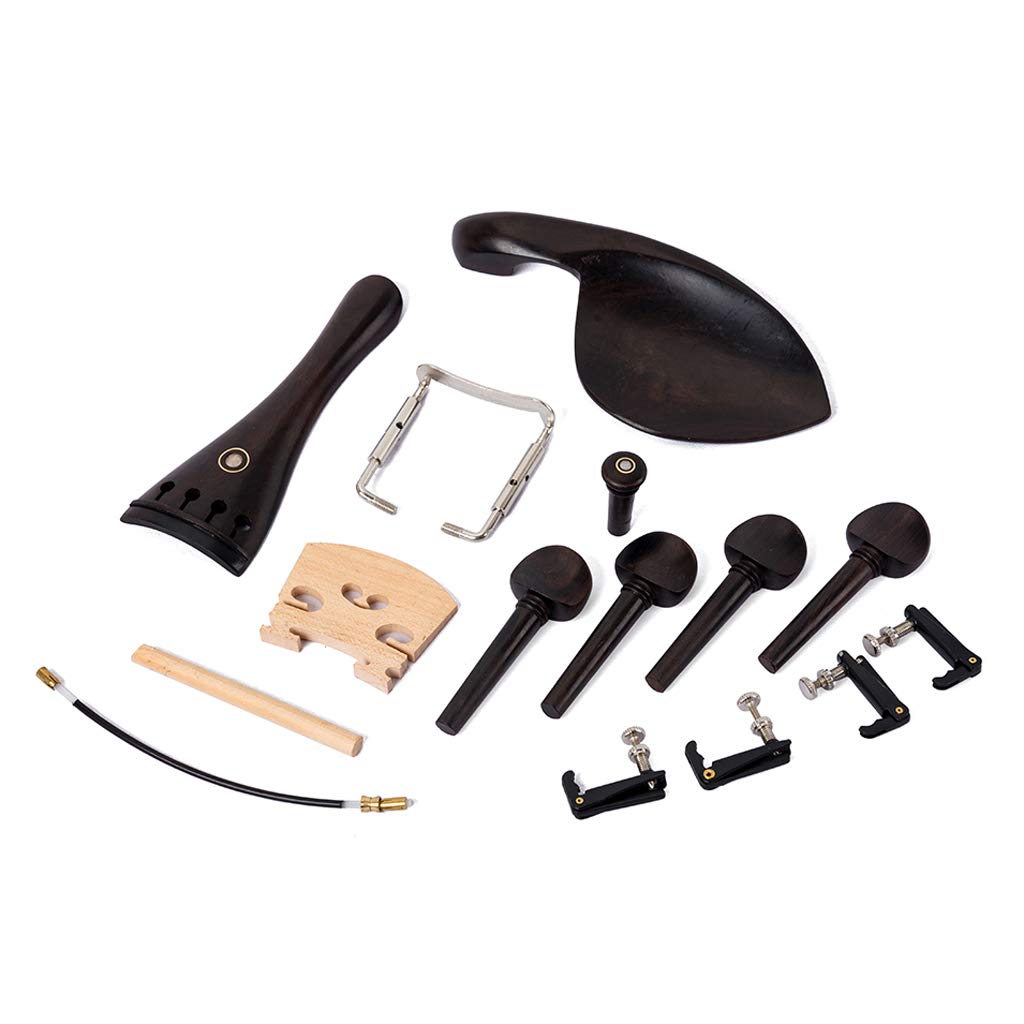 Alnicov Kit de violín 4/4 de tamaño completo, accesorios de violín, clavija de afinador fino, soporte de barbilla, pasador de extremo para piezas de repuesto de violín 4/4, 15 piezas