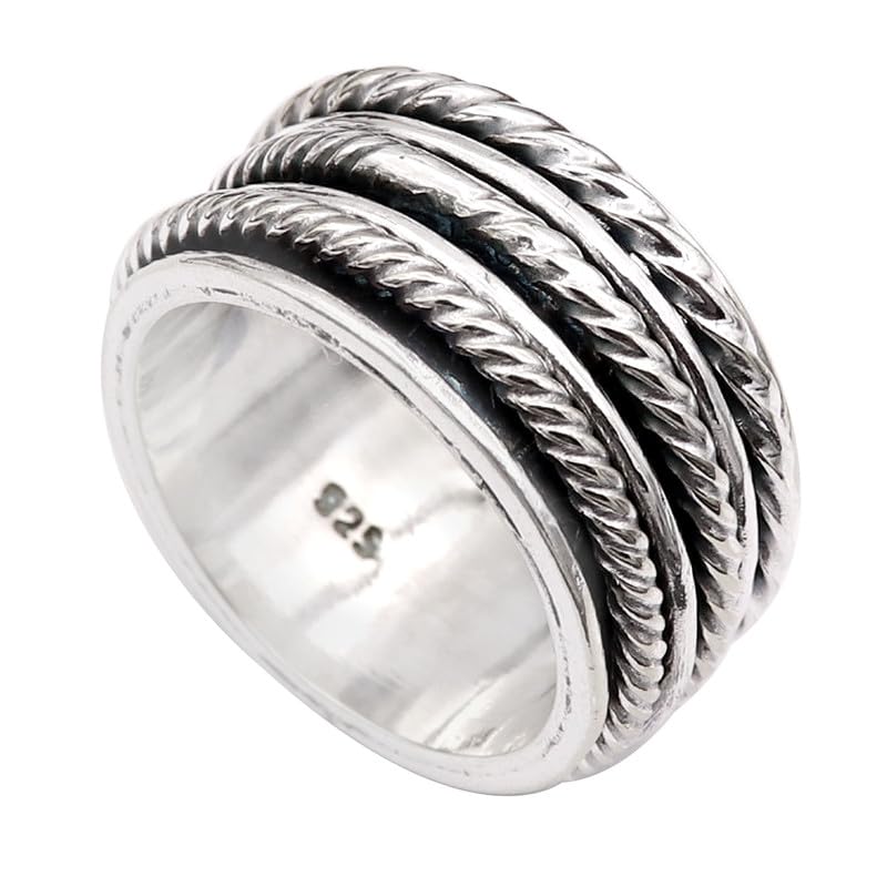 Spinner-Ring aus 925er-Sterlingsilber, Herren-und Damen-Meditationsring in allen Größen, Geschenkartikel, handgefertigter Schmuck JSR-259