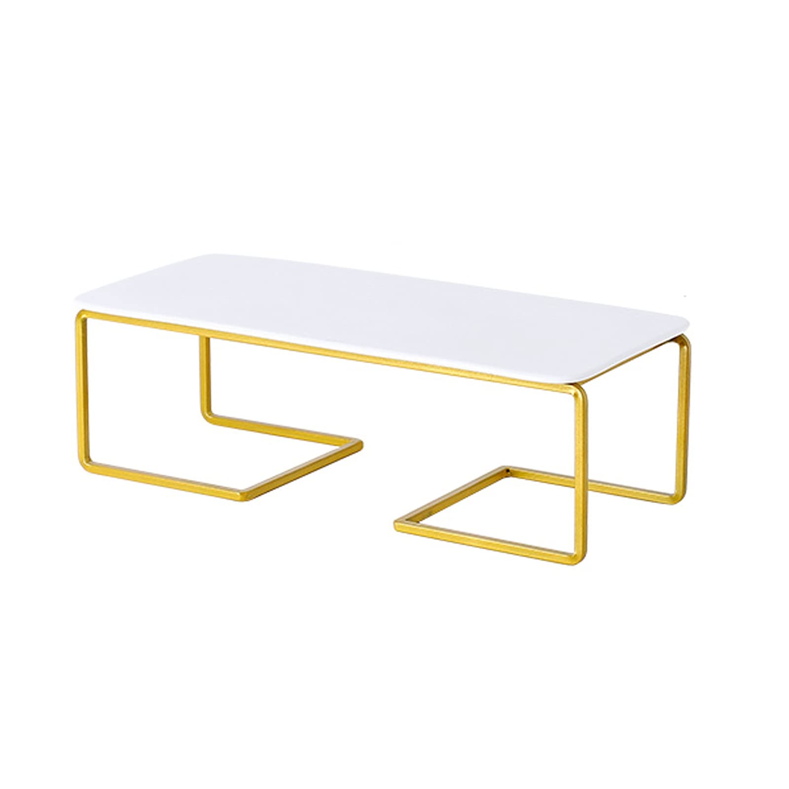 Présentoir à gâteau en fer forgé doré - Table à dessert simple avec plateau en céramique - Présentoir à cupcakes de mariage - Plateau de service rectangulaire - Support à dessert (taille : S)