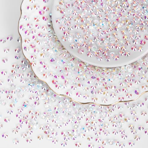 Image of 2000PCS Transparent AB Rhinestones Bulk, Flat Back Crystal Glass Stone Round Gems,SS30, 6.4-6.6mm