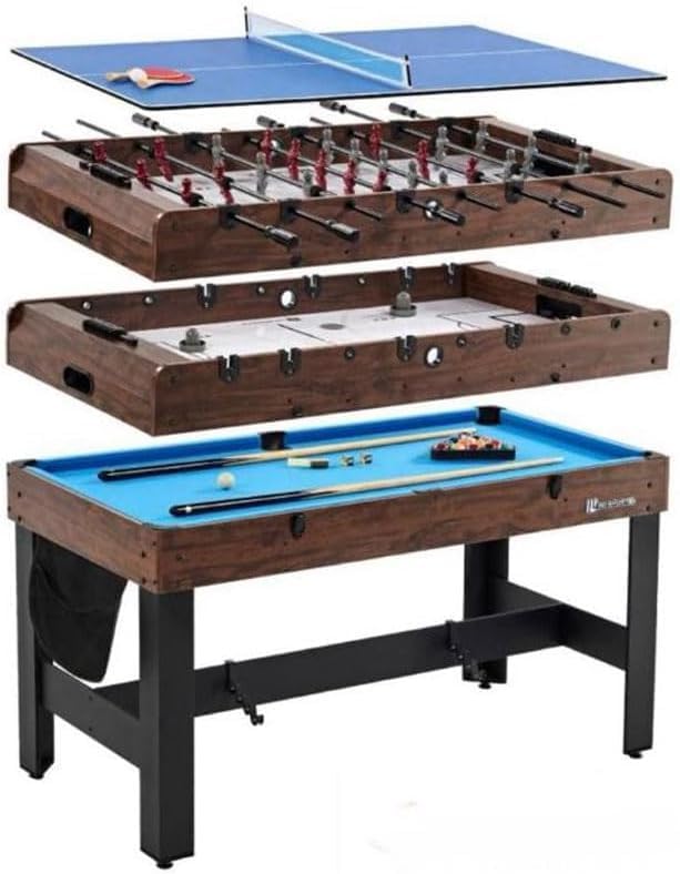 Multi Game Table Pool Table Tennis Foosball & Air Hockey Combo for Family Fun and Entertainment (4 in 1 Multi)