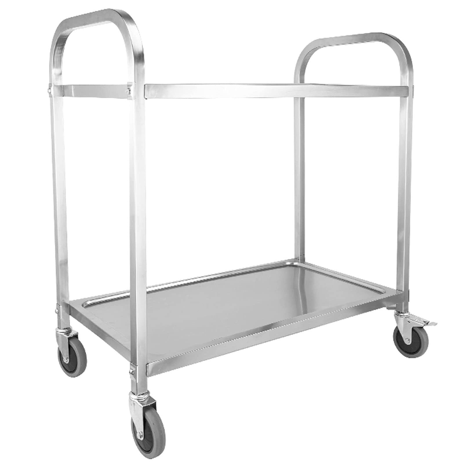 Carro de servicio de acero inoxidable de 2/3 niveles con ruedas de bloqueo, carrito utilitario rodante para cocina, restaurante, hotel y uso doméstico, solución de almacenamiento duradera, elegante y