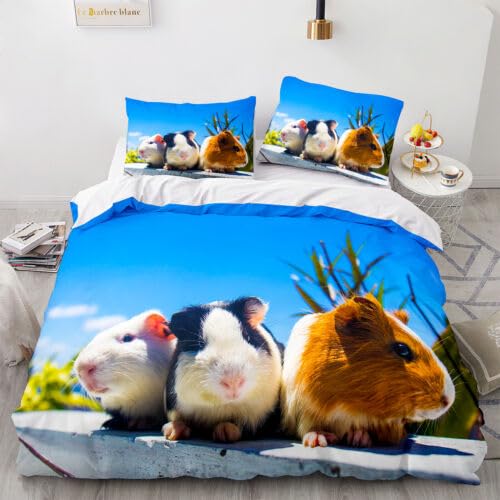 Housse de couette 90x190 enfant hamster bleu parure de lit fille garçon avec taie d'oreiller