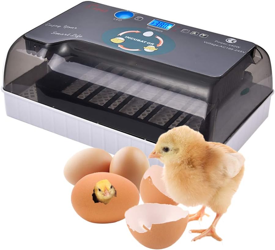 Automatic Egg Incubator, Poultry Hatcher with Digital LED Display Temperature Control Auto Egg Turning Turner for Hatching Chickens Ducks Goose Birds Pigeon Quail eggs