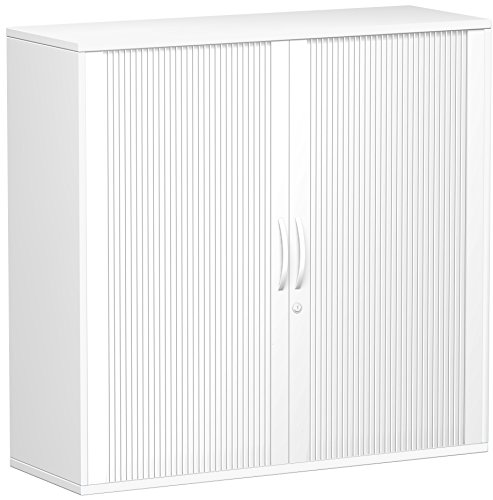 Gera Möbel Schranksystem Flex Querrollladenschrank, Holzdekor, Silber/weiß, 120 x 42.5 x 118.2 cm
