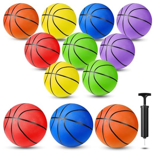 Jerify 12 Pack Official Size Rubber Basketballs for Kids Child Junior Youth Indoor Outdoor Sports Basket Balls with Pump Back to School Student Gifts Operation Christmas Bulk Items(Size 4, 25.5")