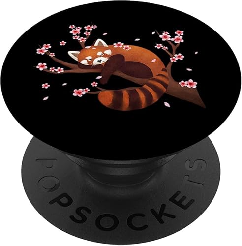 Miniatura 1 de Flor de cerezo japonesa de panda roja vintage  PopSockets Grip y soporte para teléfonos y tabletas