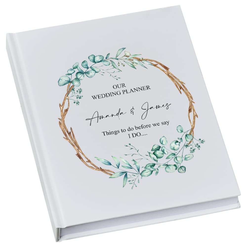 Personalised Wedding Planner Book Engagement Gift With Floral Gold Design A5