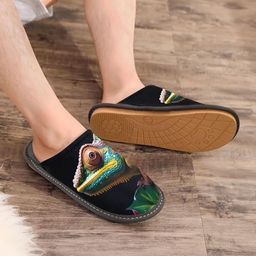 Vivid Chameleon House Slippers for Women Men, Warm Slipper Rubber Sole Memory Foam Indoor Outdoor 4-54