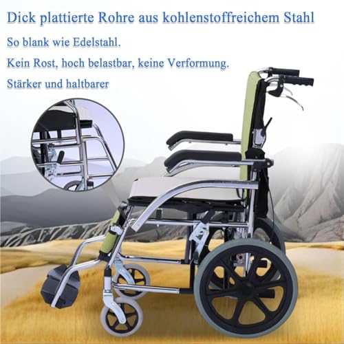 Silla de ruedas ligera plegable con frenos dobles y respaldo plegable, ideal para uso doméstico y de tránsito