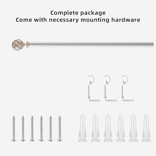 Miniatura 4 de Ycolnaefllr Barra de cortina individual de 1 pulgada de diámetro para ventanas, cortineros decorativos de longitud ajustable de 84 a 120 pulgadas,