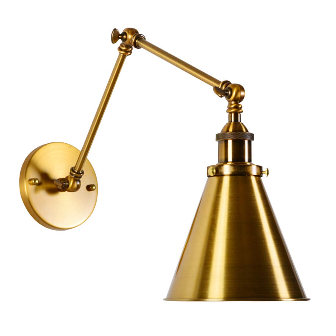 MESOVFCA Industrial Vintage Wall Sconce - Adjustable Metal Lamp for Home, Restaurant, and Club (Gold Finish)(Gold)