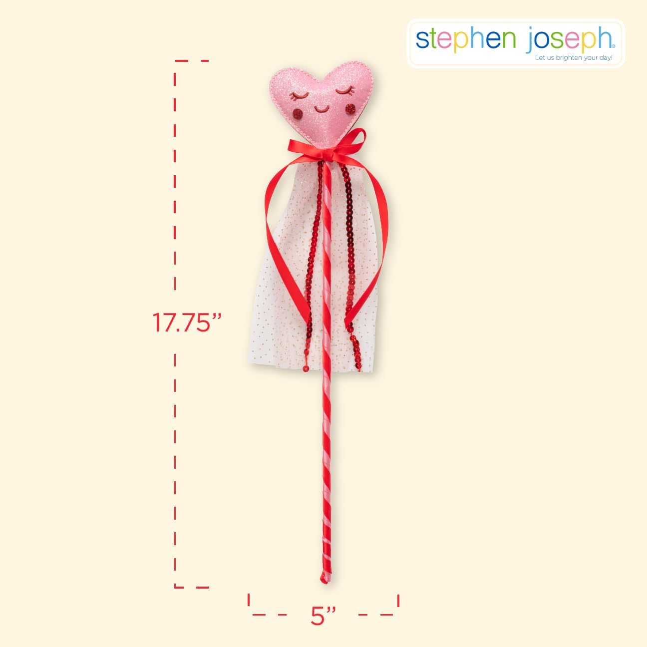 Stephen Joseph, Dress-Up Wand for Children's Party and Play Time, Dress-up Wands for Princess or Fairy Costume, Rainbow Glitter Heart