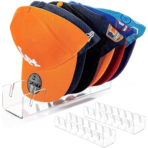 WEERSHUN Hat Stand for Baseball Caps Display and Organizer - 2 Pack, No Install Acrylic Hat Holder for 14 Baseball Caps for Bedroom, Closet, Dresser Cover