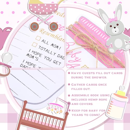 Lincia 50 Pcs Baby Shower Prediction and Advice Cards Mason Jar Advice and Prediction Cards Baby Shower Cards for Baby Shower Gender Reveal Party Supplies Mom Dad Party Decorations(Pink) - Thumbnail 3