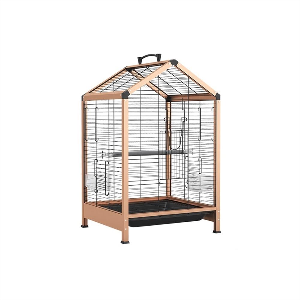 Klatka dla ptaków 56 cm wysoka metalowa klatka dla ptaków, złota, do domu, jednopoziomowa ekspozycja dla papug, kanarków, papug, gołąbków, ziębin dla papugi
