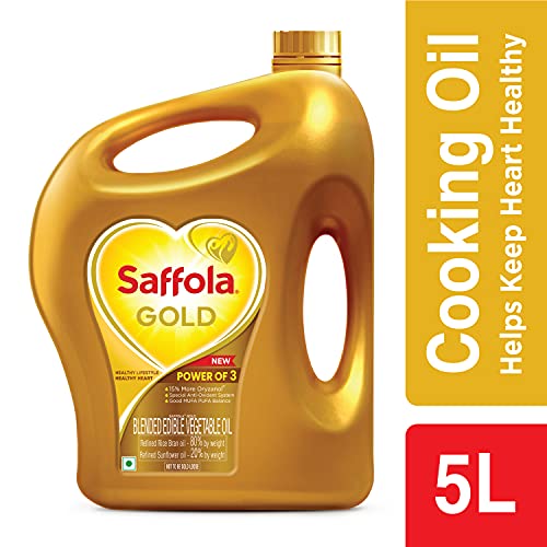 Image of Kohinoor Super Value Authentic Basmati Rice, 5 Kg Pack and Saffola Gold Edible Oil 5 Ltr