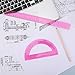 2 Pack Protractor and Ruler Set, Plastic 12 Inch Ruler and 6 Inch Protractor, Pink Clear Math Geometry Supplies for School Classroom Home Office Drawing