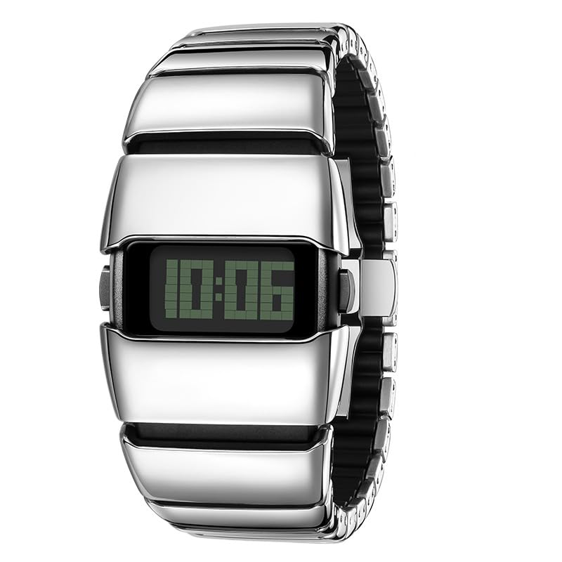 Image of Quartz Wristwatch Stainless Steel Digital Watch Waterproof for Men and Women